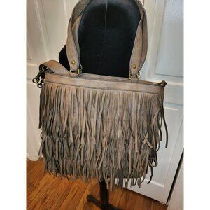 Brown Faux Leather Shoulder Bag Cato Fringe Western Boho Hippie Festival